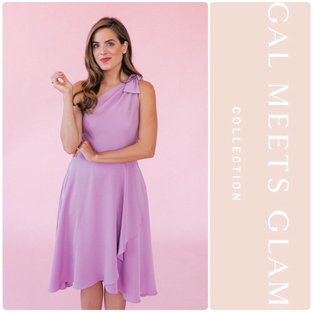 Gal Meets Glam Octavia Crepe One Shoulder Dress Purple Size 10